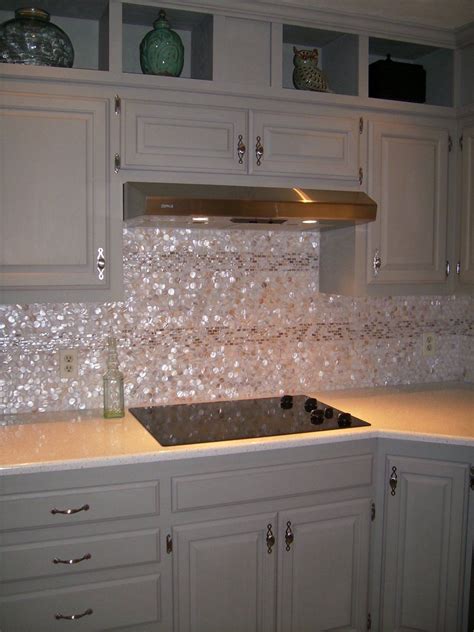 mother pearl tile backsplash